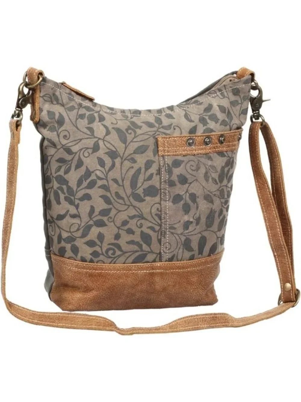 Stylish Canvas Bucket Bag with Leather Accents - Boho Chic Purse for Women